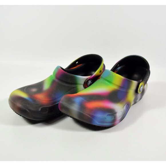 Women's Crocs Non-Slip Multi-Color Tie Dye Style Clog Shoes Size 6 - Picture 3 of 7